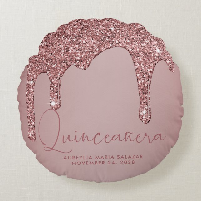 Chic Ro Gnistra Glitter Drives Quinceanera Rund Kudde (Framsidan)