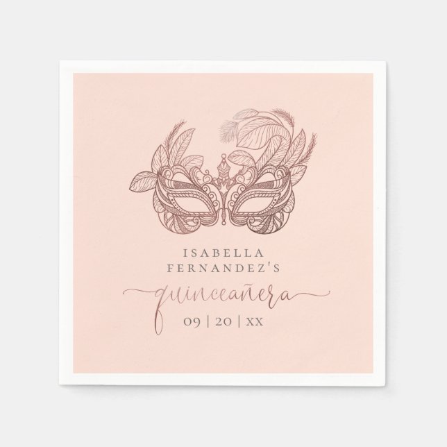 Chic  & Ro Gold Foil maskerad Quinceañera Pappersservett (Framsidan)