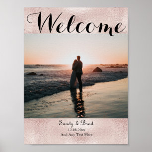 Chic Ro Guld Anpassningsbar Foto Spara datum Bröll Poster