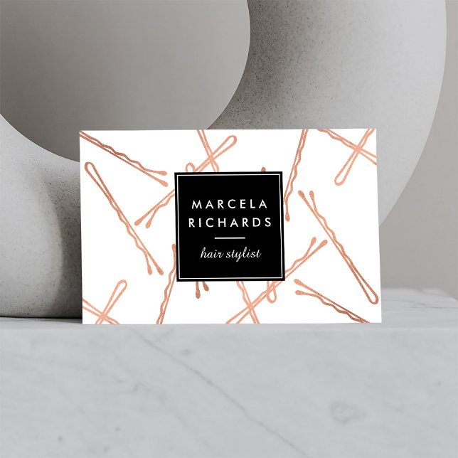 Chic Ro Guld Bobby Stift Hair Stylist Salon Visitkort (Skapare uppladdad)