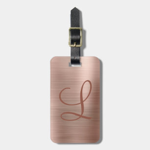 Chic Ro Guld Brushed Metall Monogram Initial Bagagebricka