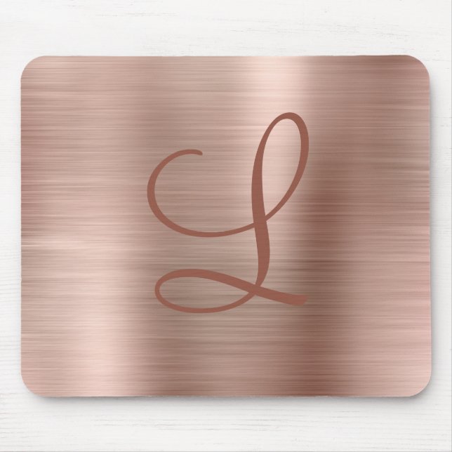 Chic Ro Guld Brushed Metall Monogram Initial Musmatta (Framsidan)