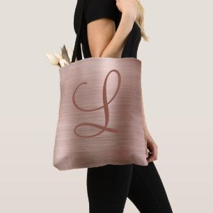 Chic Ro Guld Brushed Metall Monogram Initial Tygkasse