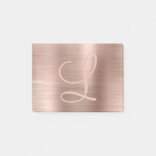 Chic Ro Guld Brushed Metallic Monogram-skript Post-it Block