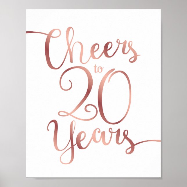 Chic Ro Guld CHEERS TILL 20 ÅRS Skriv ut Poster (Framsidan)
