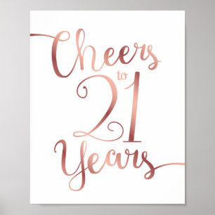 Chic Ro Guld CHEERS TILL 21 ÅRS Skriv ut Poster