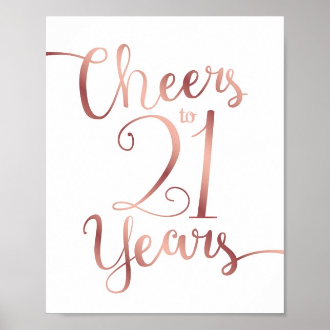 Chic Ro Guld CHEERS TILL 21 ÅRS Skriv ut Poster (Framsidan)