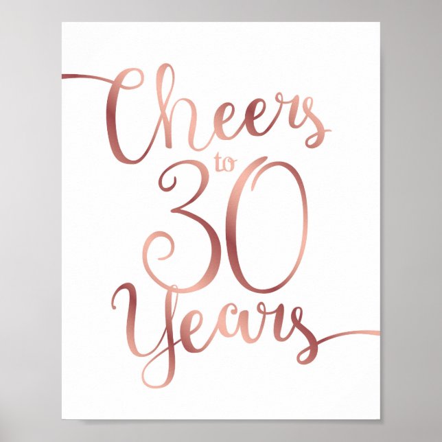 Chic Ro Guld CHEERS TILL 30 ÅRS Skriv ut Poster (Framsidan)