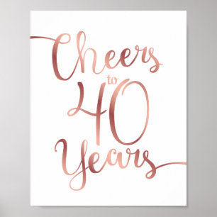 Chic Ro Guld CHEERS TILL 40 ÅRS Skriv ut Poster