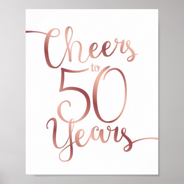 Chic Ro Guld CHEERS TILL 50 ÅRS Skriv ut Poster (Framsidan)
