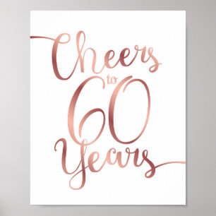 Chic Ro Guld CHEERS TILL 60 ÅRS Skriv ut Poster