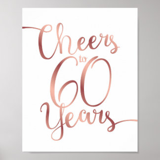 Chic Ro Guld CHEERS TILL 60 ÅRS Skriv ut Poster