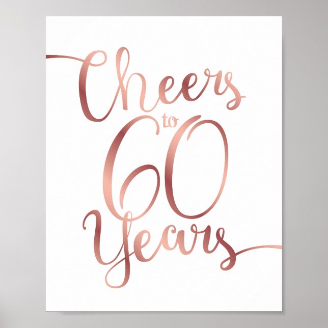 Chic Ro Guld CHEERS TILL 60 ÅRS Skriv ut Poster (Framsidan)