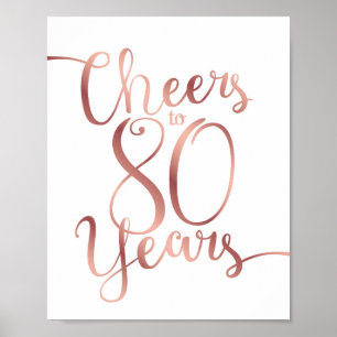Chic Ro Guld CHEERS TILL 80 ÅRS Skriv ut Poster