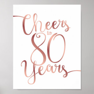 Chic Ro Guld CHEERS TILL 80 ÅRS Skriv ut Poster