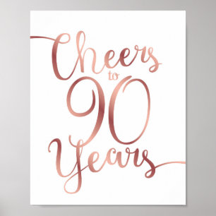 Chic Ro Guld CHEERS TILL 90 ÅRS Skriv ut Poster