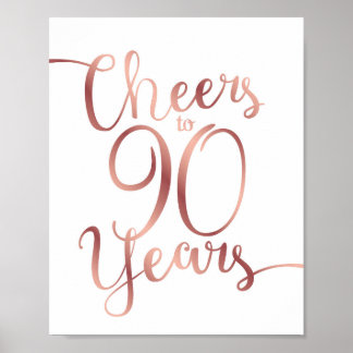 Chic Ro Guld CHEERS TILL 90 ÅRS Skriv ut Poster