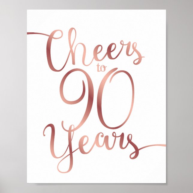 Chic Ro Guld CHEERS TILL 90 ÅRS Skriv ut Poster (Framsidan)
