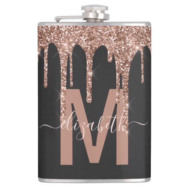 Chic Ro Guld Drickning Glitter Monogram Namn Fickplunta (Framsidan)
