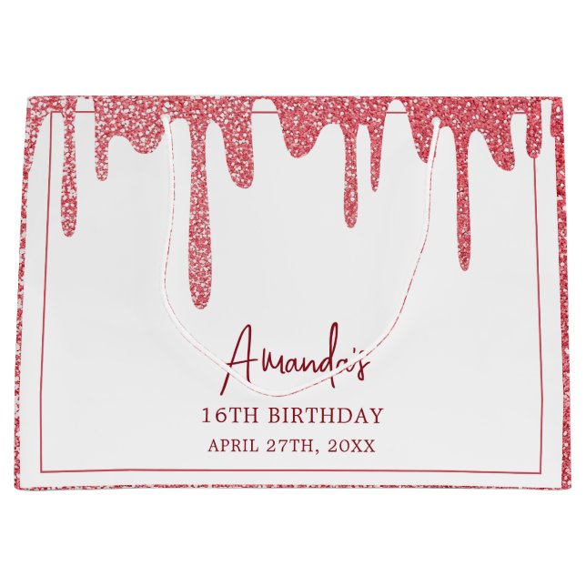 Chic Ro Guld Drip Glitter Sweet 16 Birthday (Framsidan)
