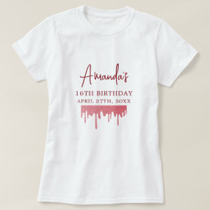 Chic Ro Guld Drip Glitter Sweet 16 Birthday T Shirt