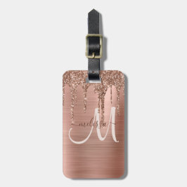 Chic Ro Guld Dripping Glitter Brushed Metall Glam Bagagebricka