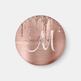 Chic Ro Guld Dripping Glitter Brushed Metall Glam Magnet