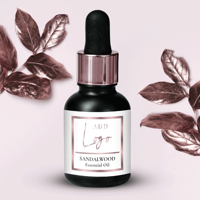Chic Ro Guld Essential Oil Small Dropper Flaska Returadress Etikett (Elegant rose gold essential oil dropper bottle wrapper labels)