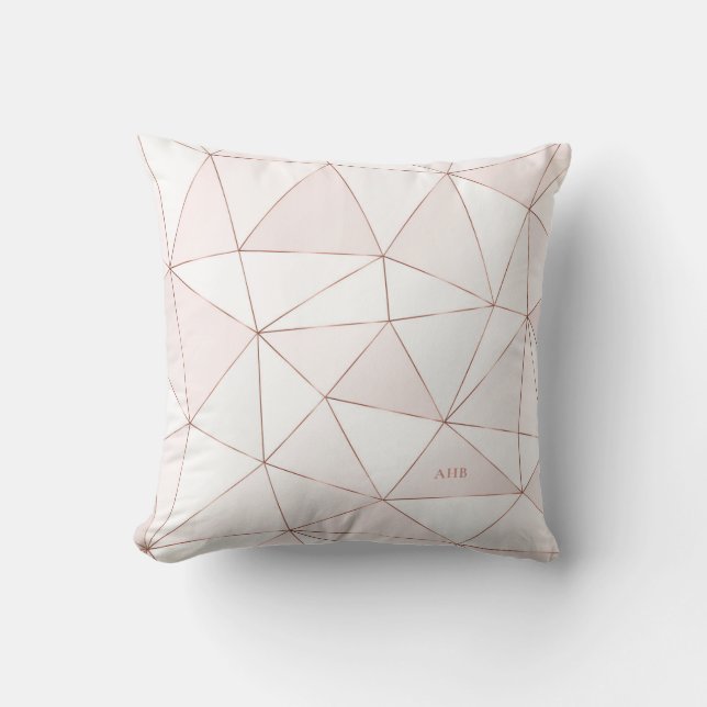Chic Ro Guld Geometric Abstrakt Mönster Monogram Kudde (Framsida)