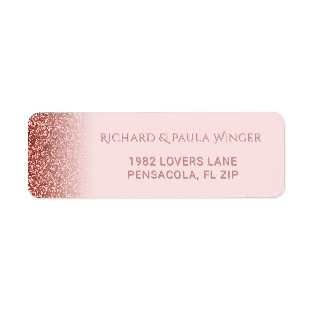 Chic Ro Guld Glitter Gnistra  Glam  Rosa Returadress Etikett (Framsidan)