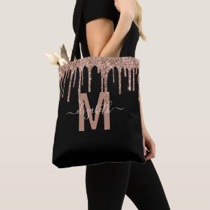 Chic Ro Guld, Glitter Monogram, Namn Tygkasse