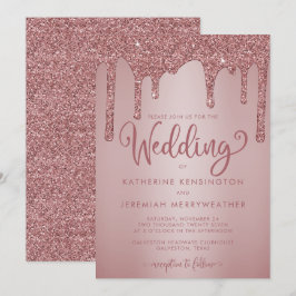 Chic Ro Guld Gnistra Drickning Glitter Bröllop Inbjudningar