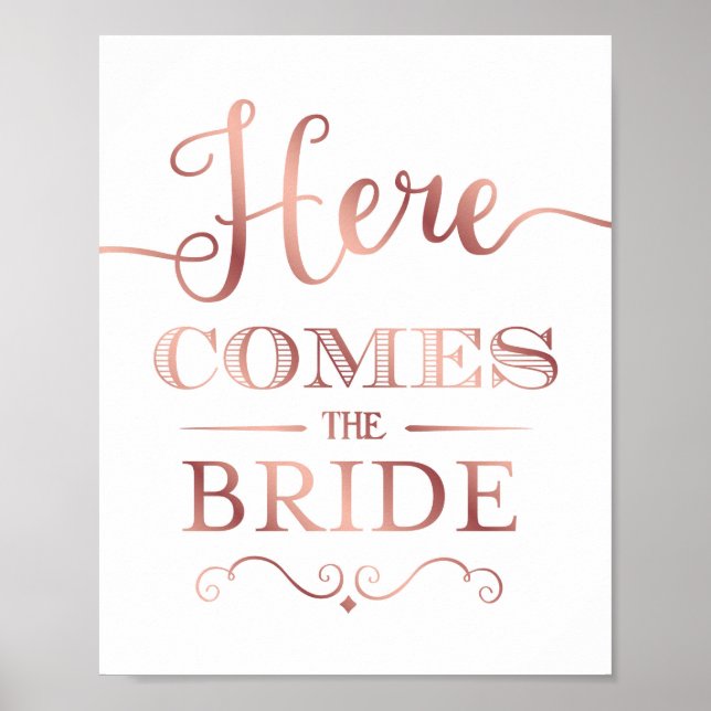 Chic Ro Guld HÄR KOM BRIDE Sign Print Poster (Framsidan)