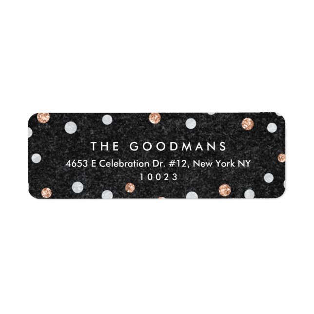 Chic Ro Guld Konfetti Dots Returetiketter Returadress Etikett (Framsidan)