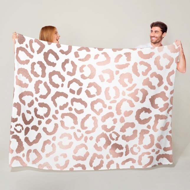 Chic Ro Guld Leopard Cheetah Animal Print Fleecefilt (På plats)