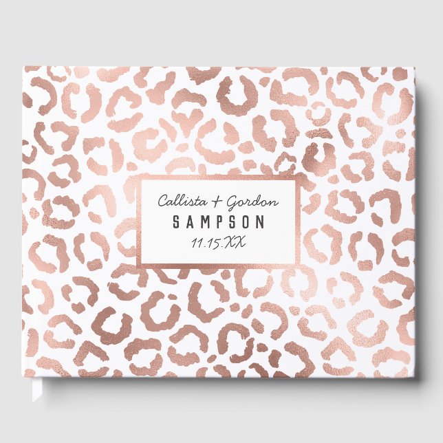 Chic Ro Guld Leopard Cheetah Animal Print Gästböcker (Framsida)