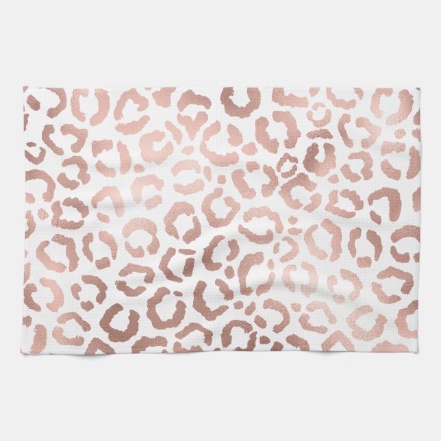 Chic Ro Guld Leopard Cheetah Animal Print Kökshandduk (Horisontell)