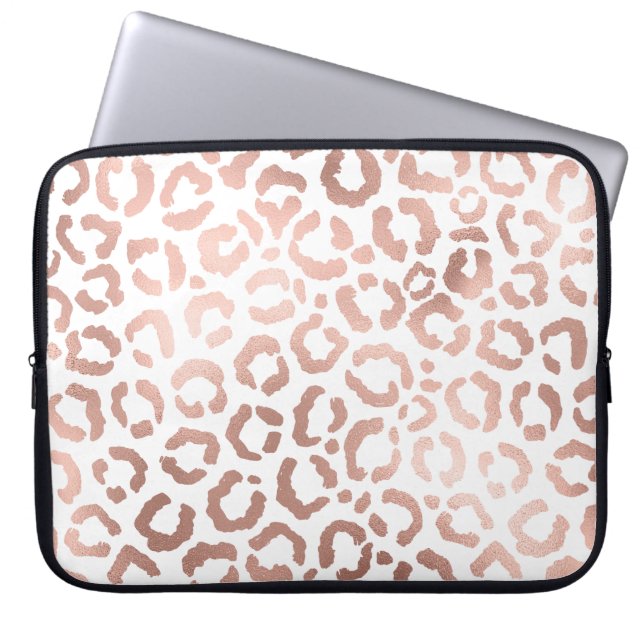 Chic Ro Guld Leopard Cheetah Animal Print Laptop Fodral (Framsidan)