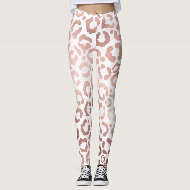 Chic Ro Guld Leopard Cheetah Animal Print Leggings (Framsida)