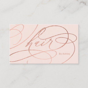 Chic ro guld pälspäls blommande typografi rosa visitkort