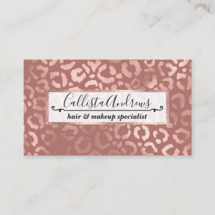 Chic Ro Guld Rosa Leopard Cheetah Animal Print Visitkort