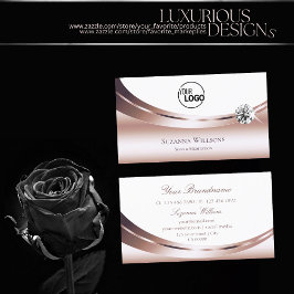 Chic Ro Guld White med Logotyp och Sparkly Diamond Visitkort