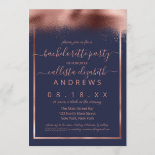 Chic Ro Gulfeldsfraserad konfetti Bachelorette Inbjudningar