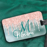 Chic ro  mint droppe monogram bagagebricka<br><div class="desc">Chic ro mintolografisk monogrambagagetagg. Vacker, modern och coola för den trendomsavundna och konsthungande höftledaren. Denna sofistikerade snyggt skulle vara underbar för flickor som har klassisk och sparsam design. Visa upp din personliga stil, se modern ut, trendig och känn snyggt med en unik design på en resetagg eller anpassa den till...</div>