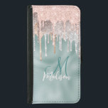 Chic ro  mint droppe monogram plånboksfodral för samsung galaxy s5<br><div class="desc">Chic ro mintolografisk monogram Samsung galaxy-telefonfodral. Vacker, modern och coola täckning för den trendviga och konsthundande höftledaren. Denna sofistikerade utformning av snyggten skulle vara underbar för flickor som har lätt att bära med sig klassmässiga mönster blandade med leopard- eller tiger-design. Visa upp din personliga stil, se modern ut, trendig och...</div>