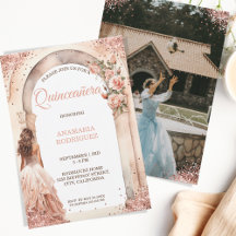 Chic Ro Quinceañera Dress Blommigt Arch Photo