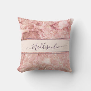 Chic Ro Rosa Crystal Monogram Namn Marble Agate Kudde