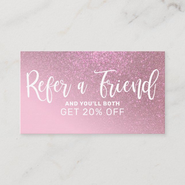Chic Ro Rosa Glitter övertoningstyp Rabattkort (Framsida)