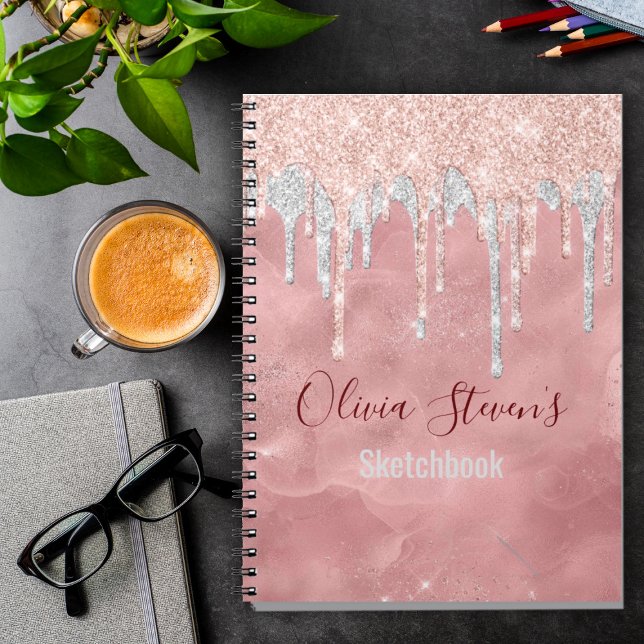 Chic ro  silver-dropparnobbo i monogram anteckningsbok (Skapare uppladdad)