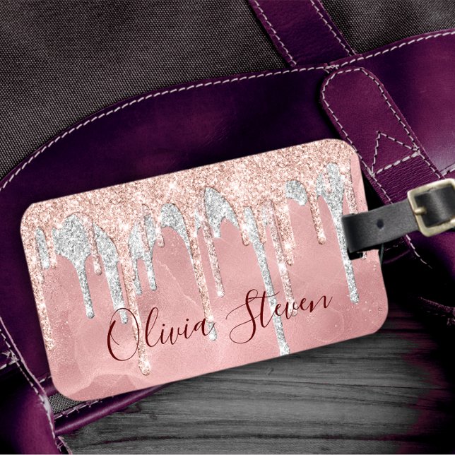 Chic ro  silver, droppmonogram bagagebricka (Skapare uppladdad)